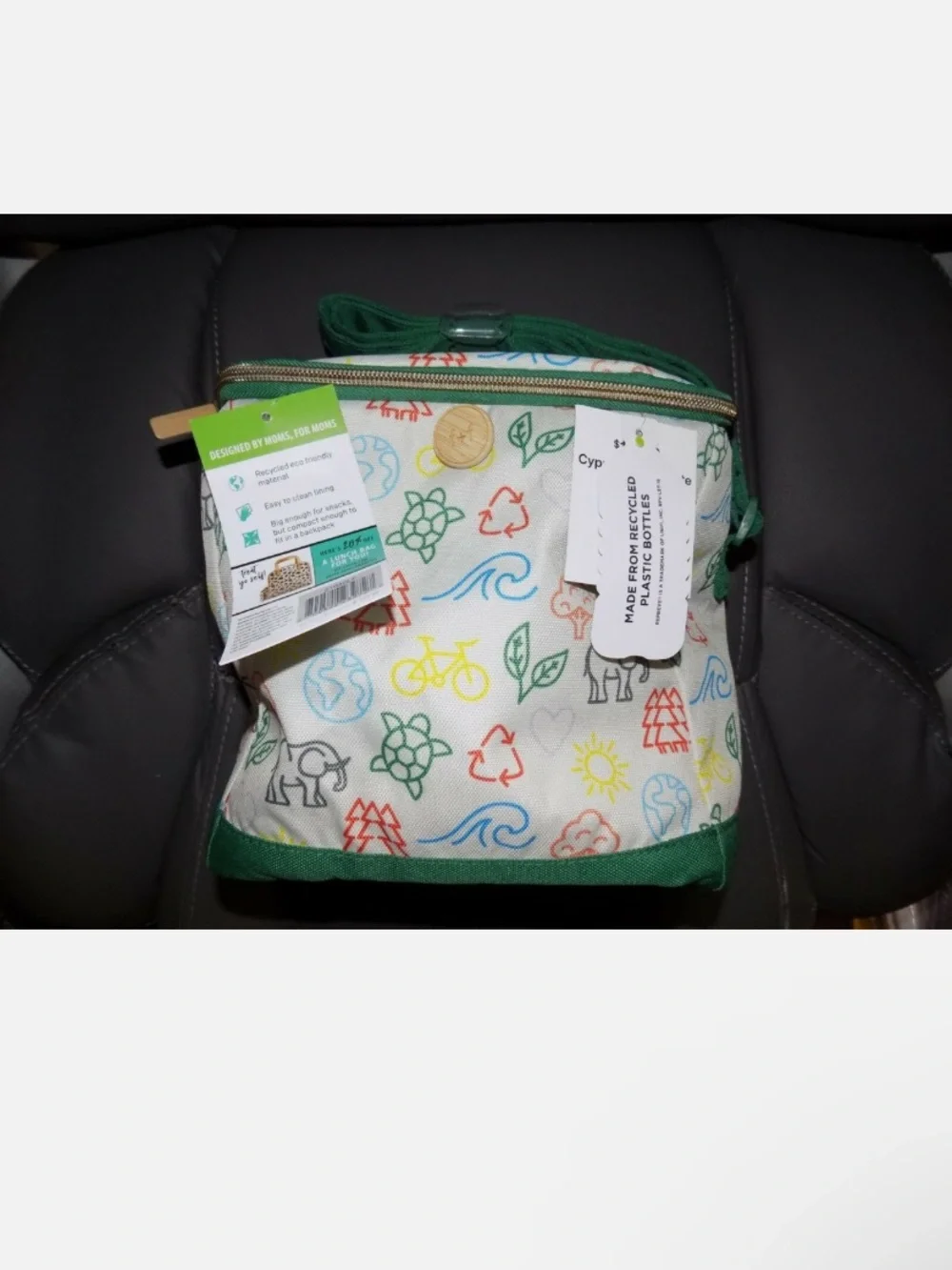 Fit and Fresh Cypress Lunch Tote Insulated Zipper Recycle Earth Elephant NEW